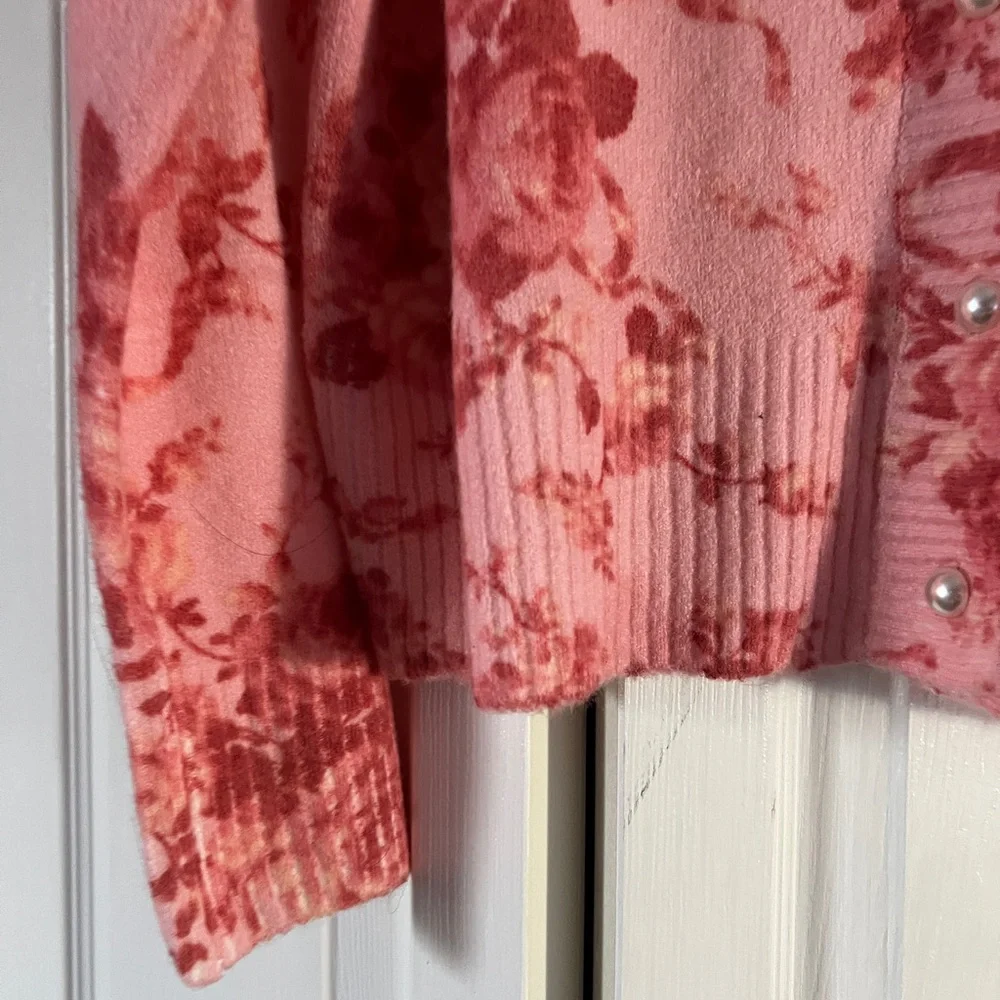 CeCe Women's Pink Floral Cardigan - Picture 3 of 15